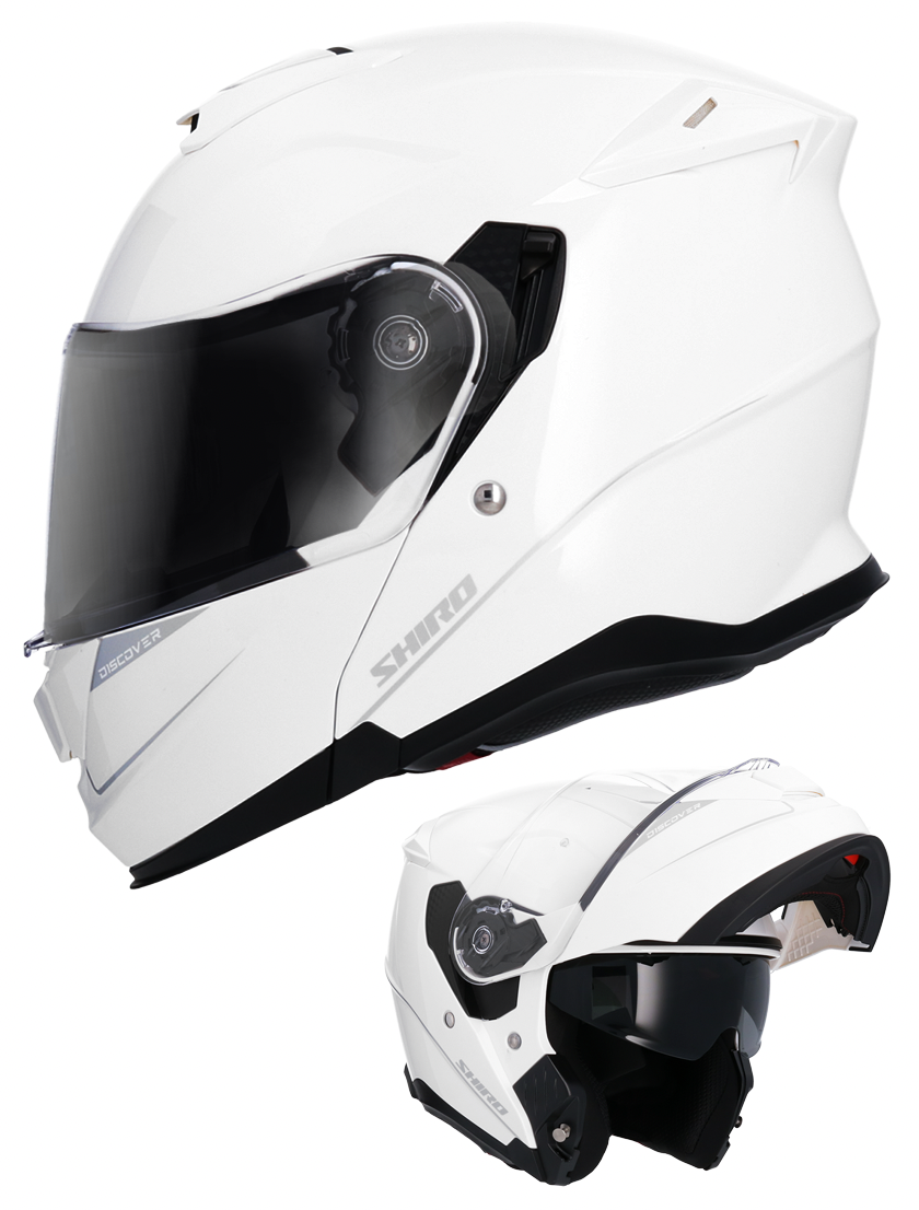 SHIRO DSC Nitro Modular 22.06 Flip Front White Blanco Öppningsbar mc hjälm