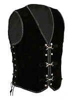 Premium Nubuck Sort Vest Lædervest