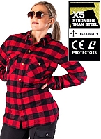 Dame's Kevlar Shirt Flannel Rød Sort Ce 17092:2020 Mc Shirt - Mcv
