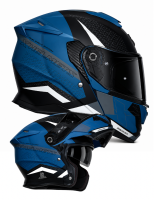 Shiro Dsc Nitro Modular 22.06 Flip Front Matt Black Blue Oplukkelig Motorcykelhjelm