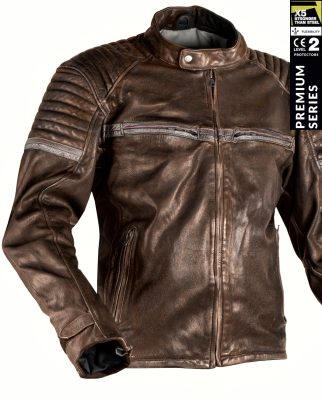 Stealth 92X Vintage Brun Goatnappa Ce Premium Mc Læderjakke