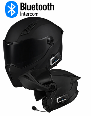 Intercom Ghost Dark Aero Edition 22-06 Matt Black Bluetooth Åbningsbar Mc-Hjelm