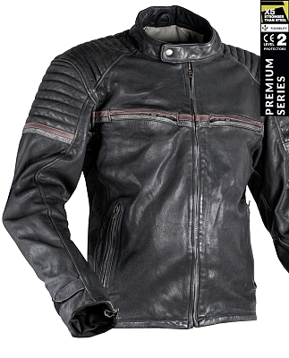 Stealth 92X Vintage Sort Goatnappa Ce Premium Mc Læderjakke