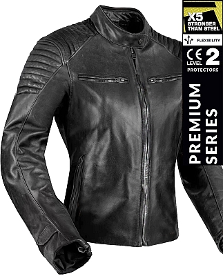 Lady Bandit 92X Distressed Sort Getnappa Ce Premium Mc Læderjakke