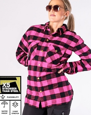 Lady Flannel Ce Godkendt. Premium Pink Vandtæt Mc-Shirt