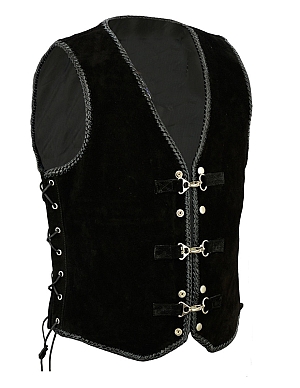 Premium Nubuck Sort Vest Lædervest