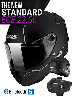 Ece 22-06 Bluetooth Axxis Hawk Mat Sort Sunvisor Mc Hjelm