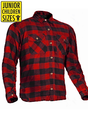 Junior / Børn Flannel Lynlås Klassisk Rød/Sort Ce Kevlar Shirt - Mcv