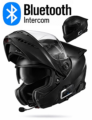 Neo Bluetooth Matt Black S8X Bluetooth 5.3 Motorcykel Hjelm