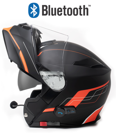 Bluetooth Blinc V5 Fosh Orange Mat Stereo Mc Hjelm