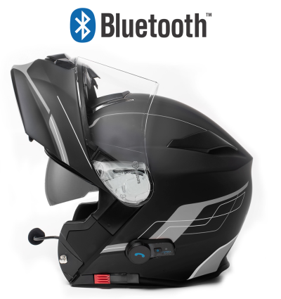 Bluetooth Blinc V5 Fosh Grå Mat Stereo Mc Hjelm
