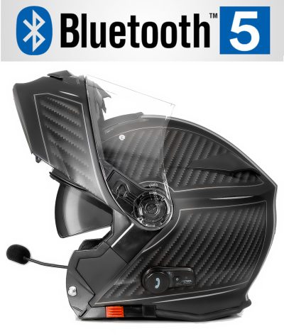 Bluetooth Bullet Hd Mat Grå V5 Solskærm Mc Hjelm