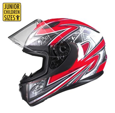 Sa03 Junior Rød Skinnende Motorcykelhjelm