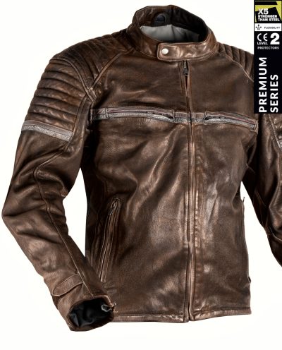 Stealth 92X Vintage Brun Goatnappa Ce Premium Mc Læderjakke
