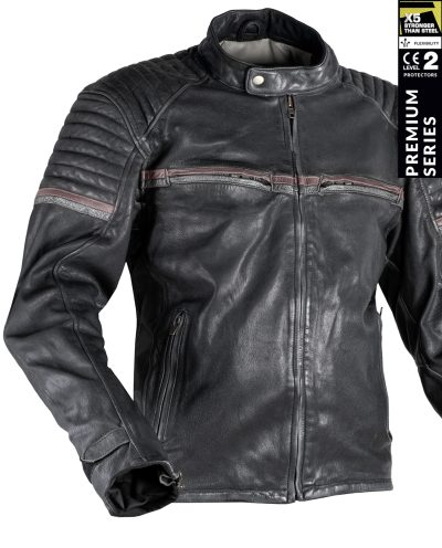Stealth 92X Vintage Sort Goatnappa Ce Premium Mc Læderjakke