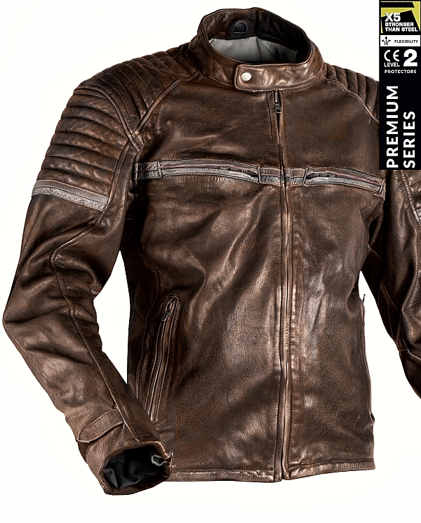 Stealth 92X Vintage Brun Goatnappa Ce Premium Mc Læderjakke