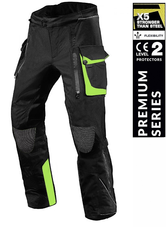 Premium Dynatech Flour/Black Kevlar 17092:2020 Vandtætte Mc Alle Vejr Bukser Mcv