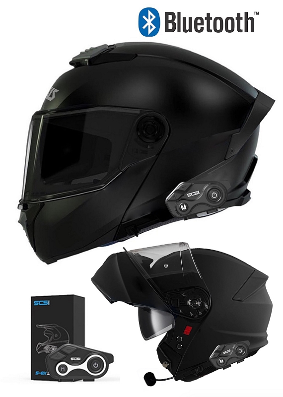 Nighthawk Bluetooth Matt Black S8X Bluetooth 5.1 Motorcykel Hjelm
