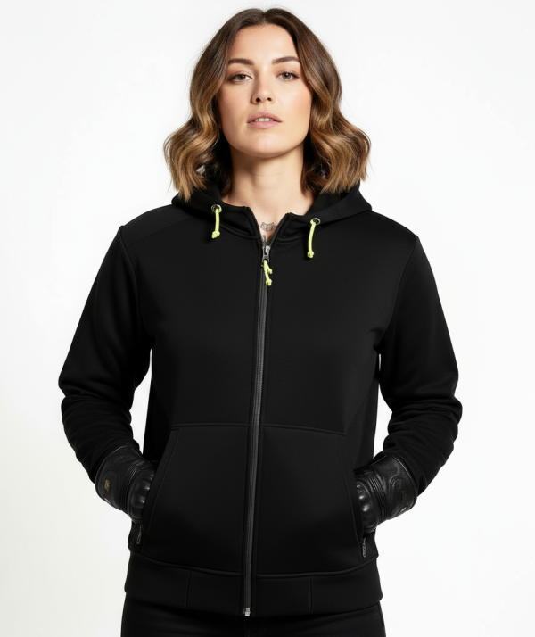 Lady Barricade Plain Black Kevlar Ce 17092:2020 Vandtæt Mc Hoodie Mcv
