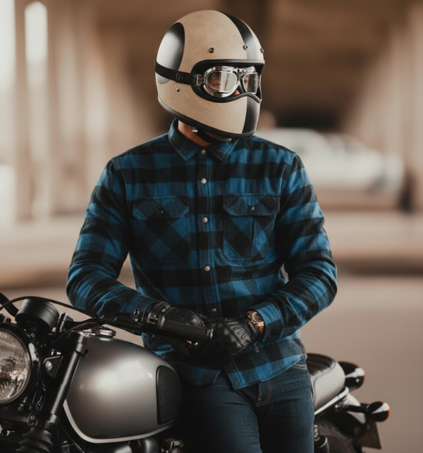 Kevlar Skjerte Blå Mørkeblå Ce 17092:2020 Flannel Mc Shirt - Mcv