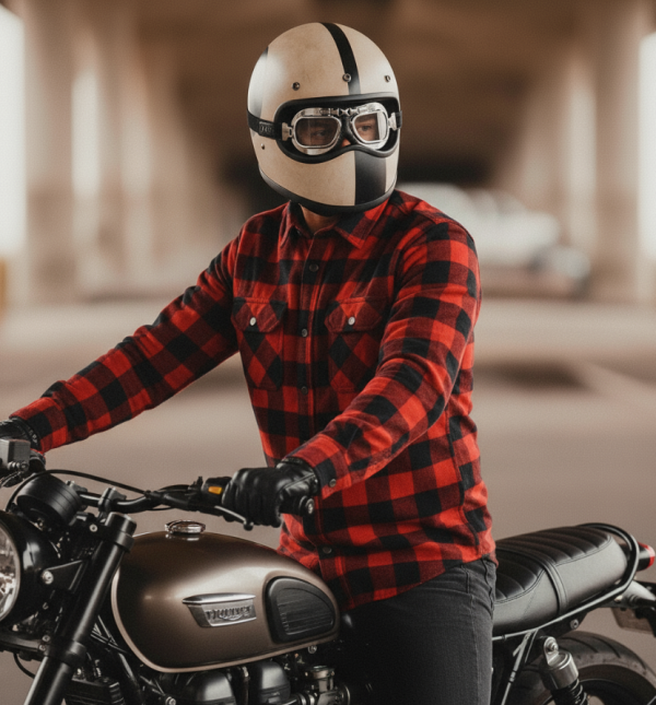 Kevlar Skjerte Rød Sort Ce 17092:2020 Flannel Mc Shirt - Mcv