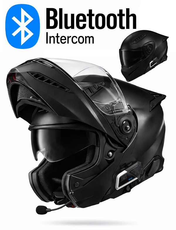 Neo Bluetooth Matt Black S8X Bluetooth 5.3 Motorcykel Hjelm