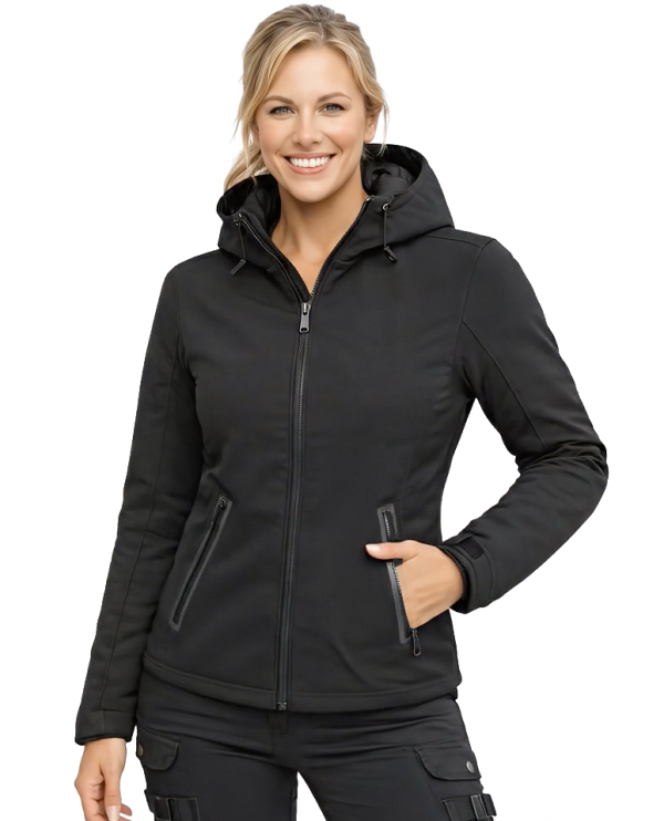 Lady Bandit Armor Full-Black Softshell Ce-Aa Motorcykeljakke Til Allt Vejr