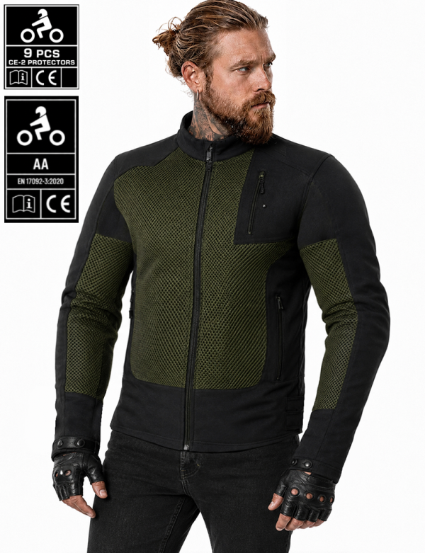 Clima Shield 4Season Armygreen Vandtæt Ce-Aa Motorcykeljakke