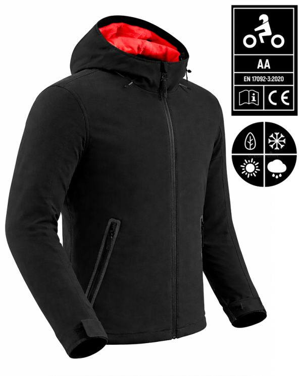 Bandit Armor Black-Red Softshell Ce-Aa Motorcykel Jakke