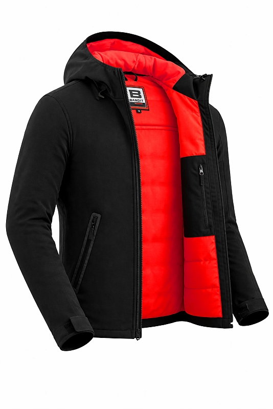 Bandit Armor Black-Red Softshell Ce-Aa Motorcykel Jakke