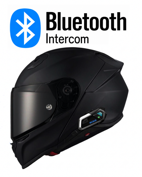 Nighthawk Bluetooth Matt Black S8X Bluetooth 5.1 Motorcykel Hjelm