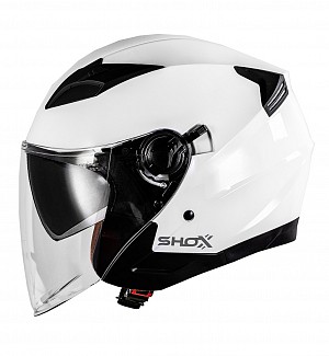 Shox Defender Solid Open Face Ece R22.06 Gloss White Jet Mc Hjelm