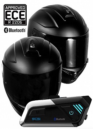 Bluetooth S9-x Solo Intercom Stinger Ece.22.06 Motogp Integral Mat Sort Motorcykelhjelm