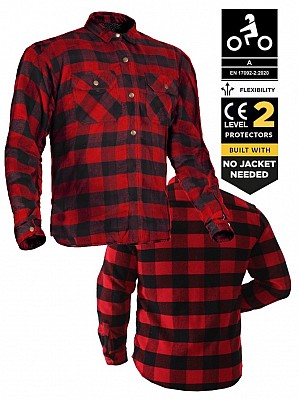 Kevlar Skjerte RØd Sort Ce 17092:2020 Flannel Mc Shirt - Mcv