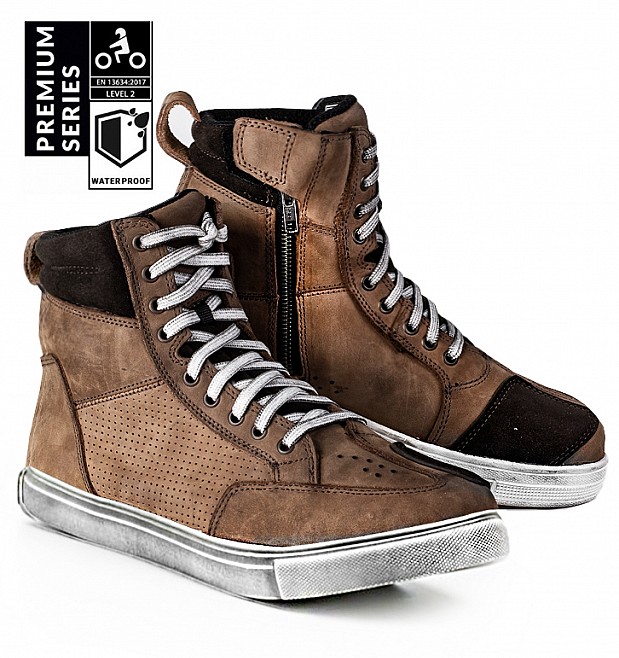 Roadster Drytech Vintage Brown Ce Waterproof Motorcykel Sneakers