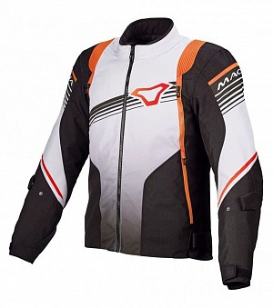 Macna Charger Black/white/orange Vandtæt Tekstil All-weather Motorcykeljakke